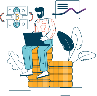 illustration of a man exchanging money